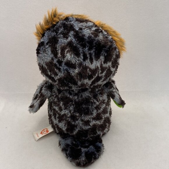 Ty Beanie Boo Midnight Owl 6” Glitter Eyes Plush Stuffed  Black Orange Bird - Picture 5 of 8